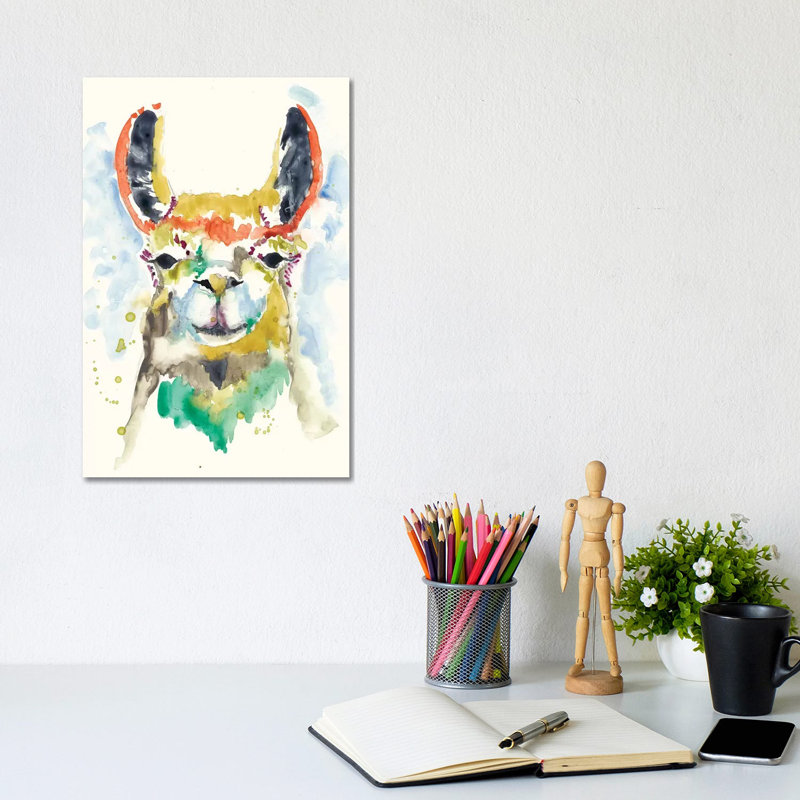 Hi-Fi Llama II by Jennifer Goldberger - Wrapped Canvas Painting, 20.32 cm H x 30.48 cm W
