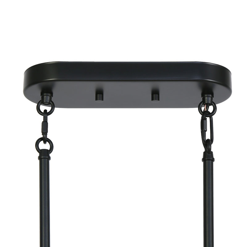 Suspension linéaire moderne à 3 lumières avec finitions noire et or foncé, îlot de cuisine