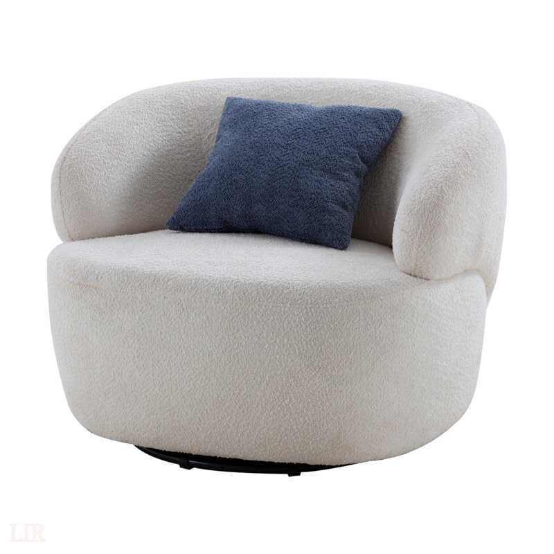 Fauteuil demi-tonneau pivotant pour les petits espaces, canapé rond confortable avec accent bouclé et rotation à 360 degrés, idéal pour le salon et la chambre à coucher