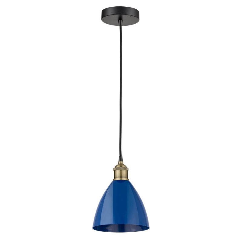 1 - Light Single Drop Pendant Pendant, Blue, Black Antique Brass, 11.25" H x 7.5" W x 7.5" D