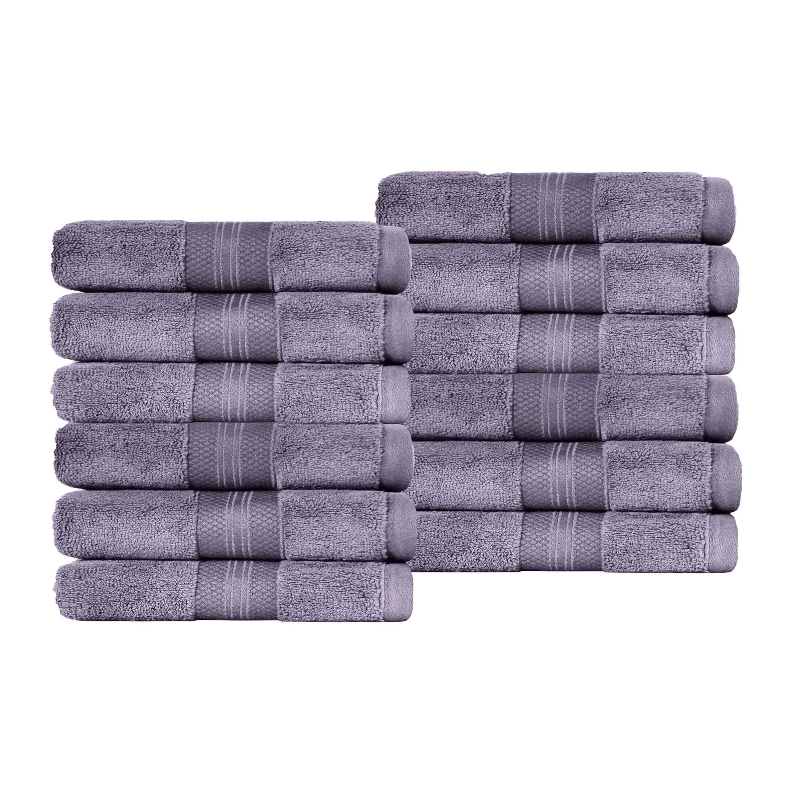 Finnian Ultra-Plush Heavyweight, 100% Turkish Towel Collection, Wisteria, Washcloths - 12 Pack