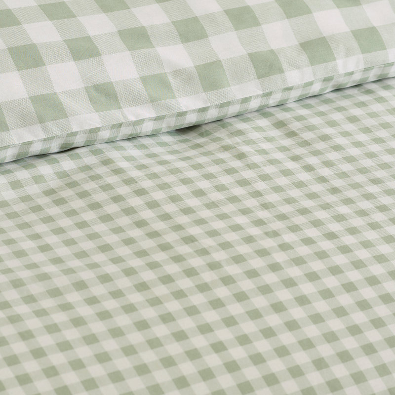 Bamford Gingham Check Reversible Duvet Cover Set, Double, Green