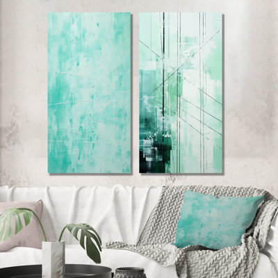 Power Lines Mint Matrix - Abstract Collages Metal Prints Set Of 2