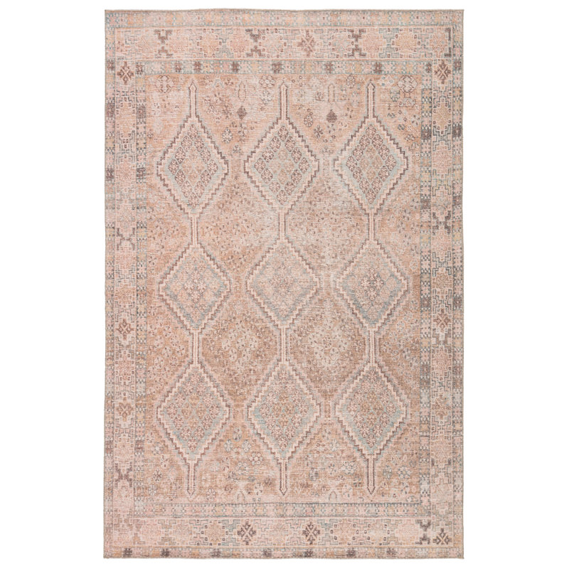 Tapis rose clair du sud-ouest lavable à la machine Causglen, Rectangle 9 pi x 12 pi