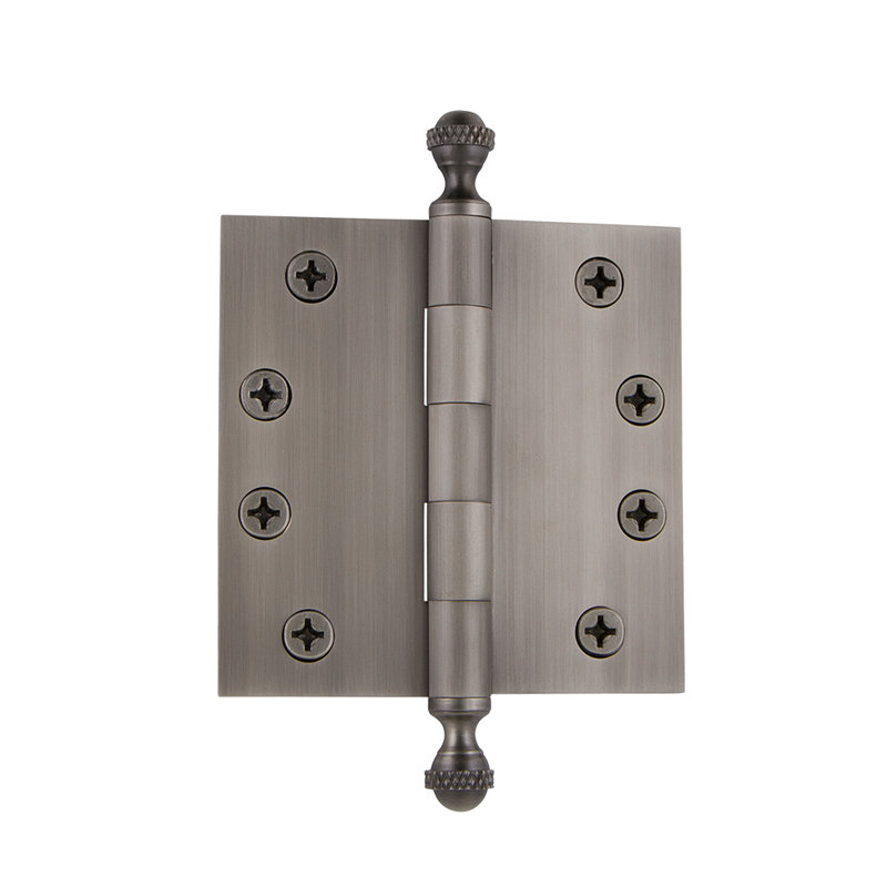 4'' x 4'' Brass Butt Bearing Hinge, Antique Pewter