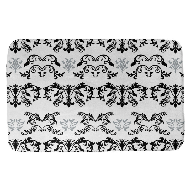 Tapis pour salle de bain Oakland, l 21 po x L 34 po, Noir, blanc, argenté