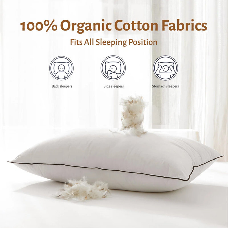 Queen Size Down Blend Medium Support Bed Pillow, Queen