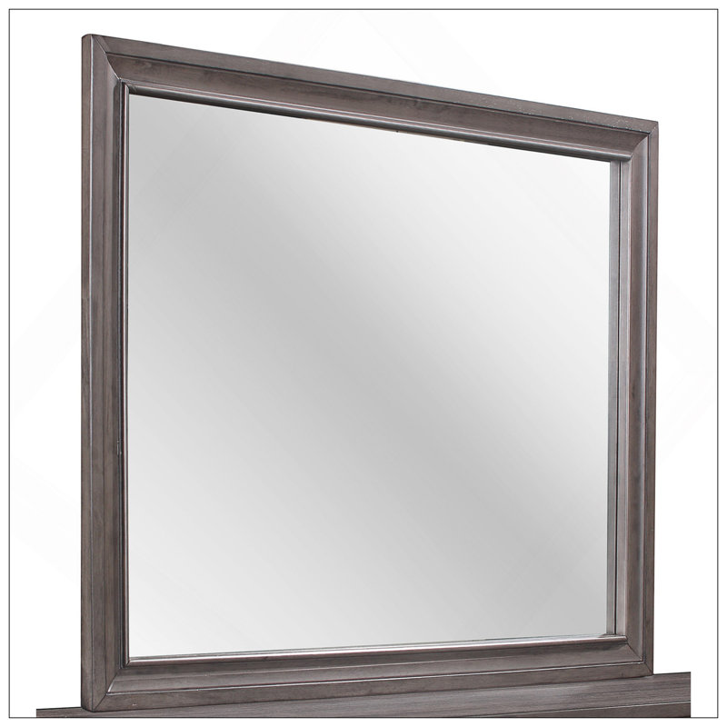 Miroir gris avec panneau de fibres à densité moyenne durable et fabrication en bois massif pour une élégance et une polyvalence durables