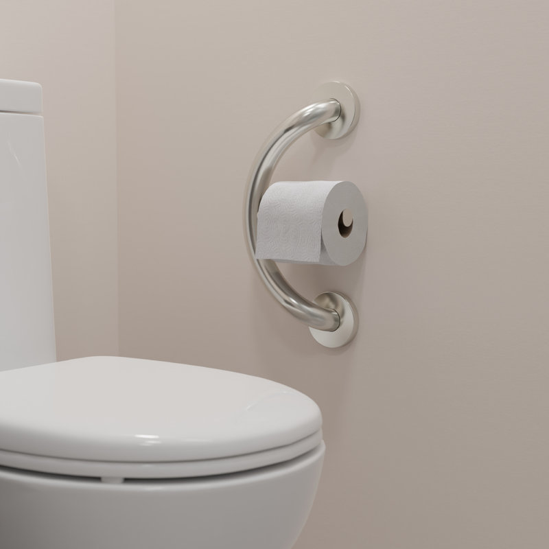 PLUS Toilet Paper Holder 14.5" in , Grab Bar for Bathroom Safety (500 lb Capacity, Brushed Stainless
