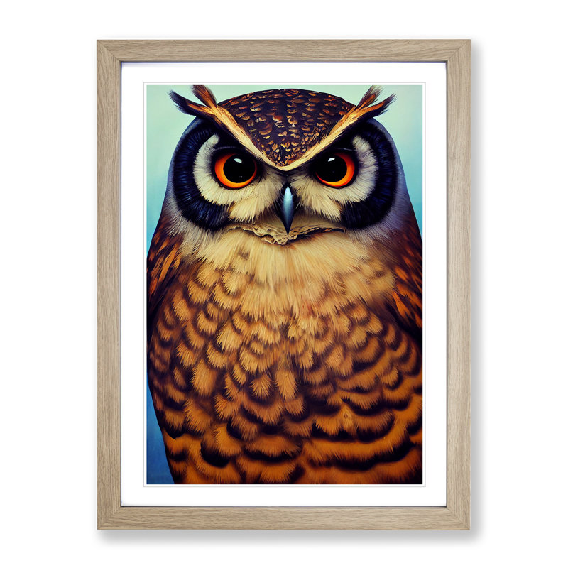 XV1022-3135X Owl Portrait No.1 1 Piece Single Picture Frame Wall Art, 34cm H x 25cm W x 2cm D, Oak