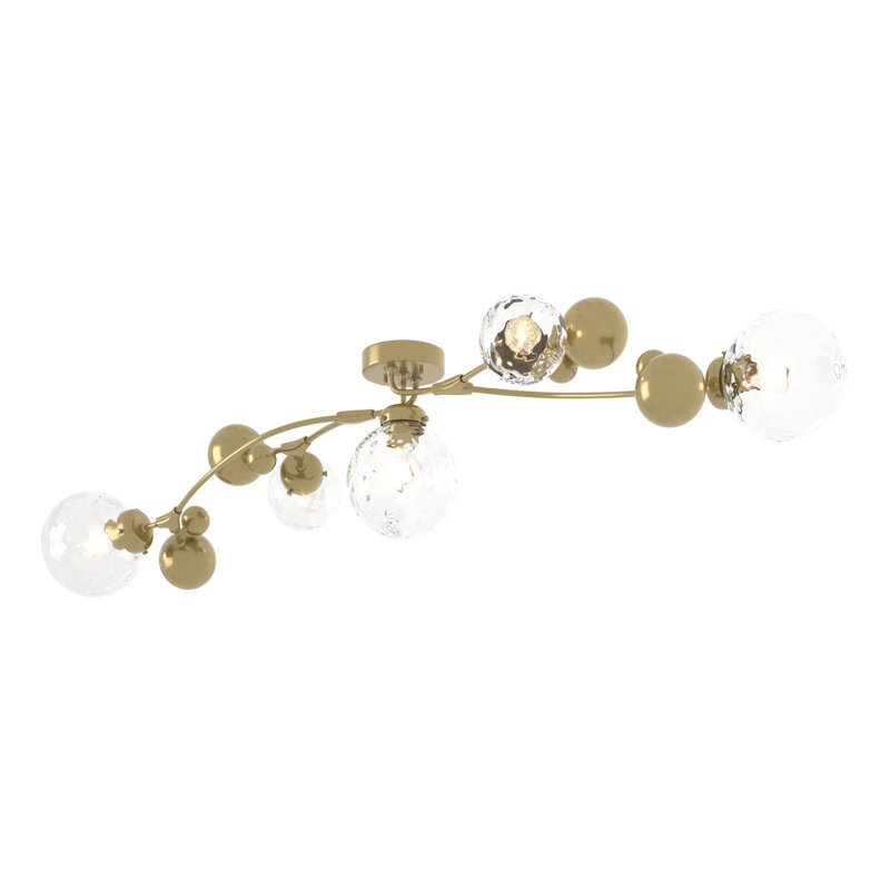 Plafonnier semi-encastré à 5 lumières 61,7 po Sprig, Eau, Laiton moderne