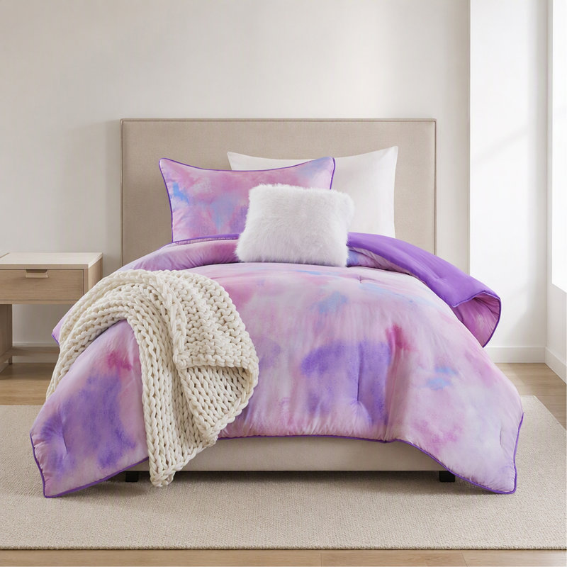 Ensemble d'édredon 3 pièces pour lit simple / simple TG, Purple, Twin Comforter + 3 Additional Pieces
