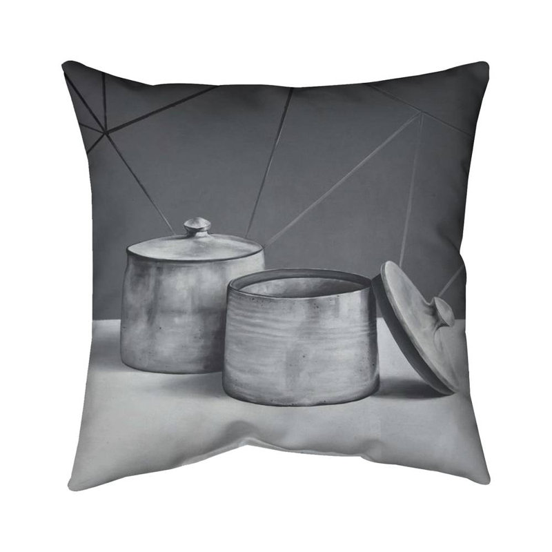 Old pot with lid - Gray poly twill throw for home decor