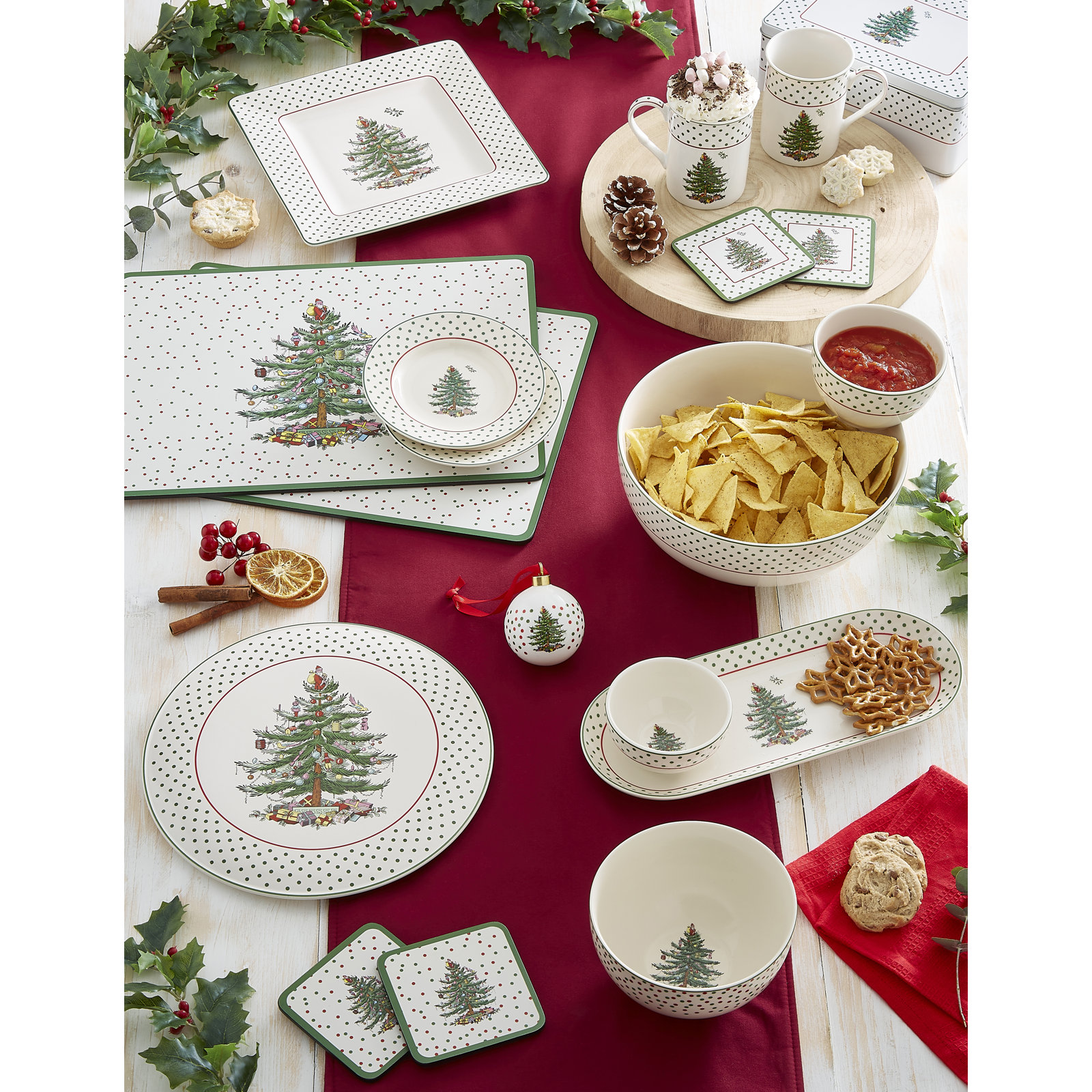 Christmas Tree Polka Dot Chip and Dip