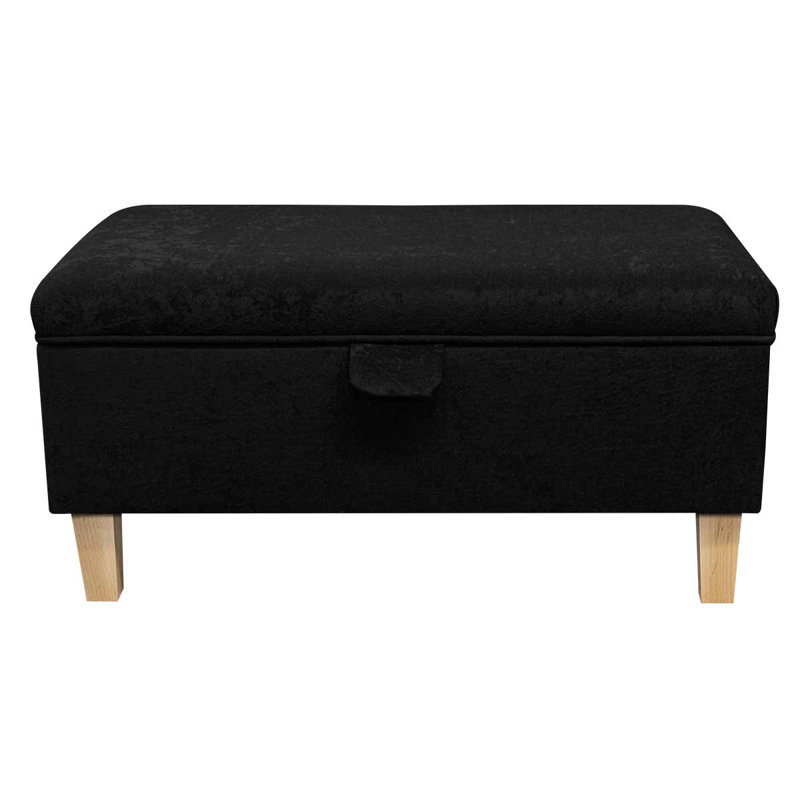 Upholstered Storage Bench, Black