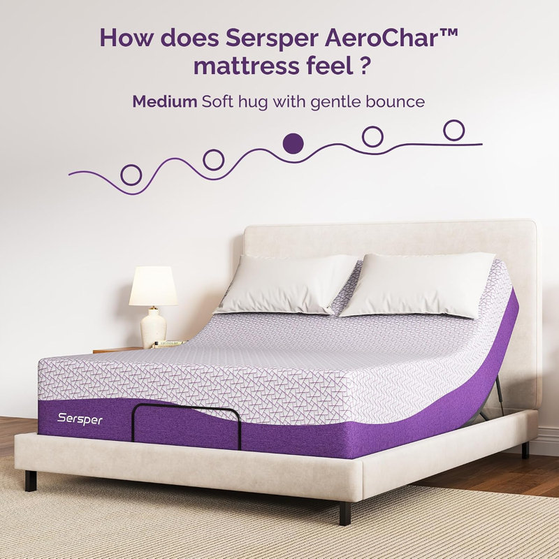 Sersper Cooling Memory Foam Mattress with Supportive Pressure Relief for Back Pain, Copper Gel & Bamboo Charcoal Infused - Medium Firmness, 8/10/12/14 Inch