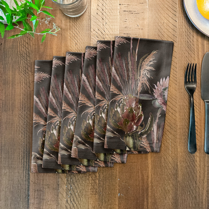 Floral Rectangle Napkin, Charcoal