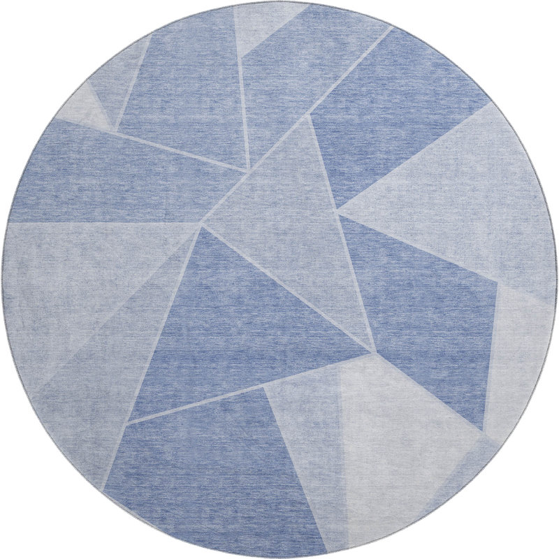 Premium Machine Washable Mayfield AMF636 Geometric Rug, Sky, 8' Round