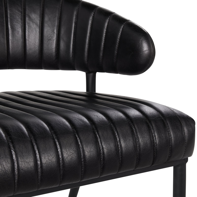 Leather Side Chair in Black, Black