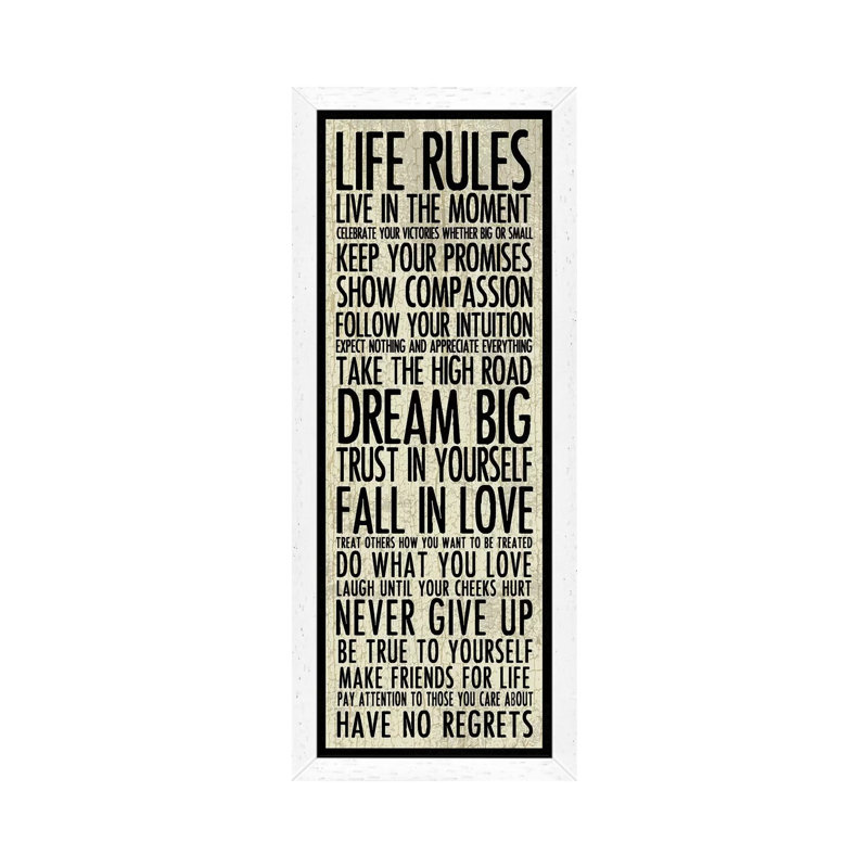 Life Rules by Erin Clark - Wrapped Canvas Panoramic Print, 121.92 cm H x 40.64 cm W, White Framed