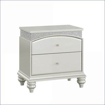 Maverick Platinum Finish 2-Drawer Wood Nightstand