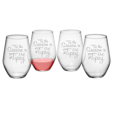 Tipsy Names Wine Glasses ~ Set of 4