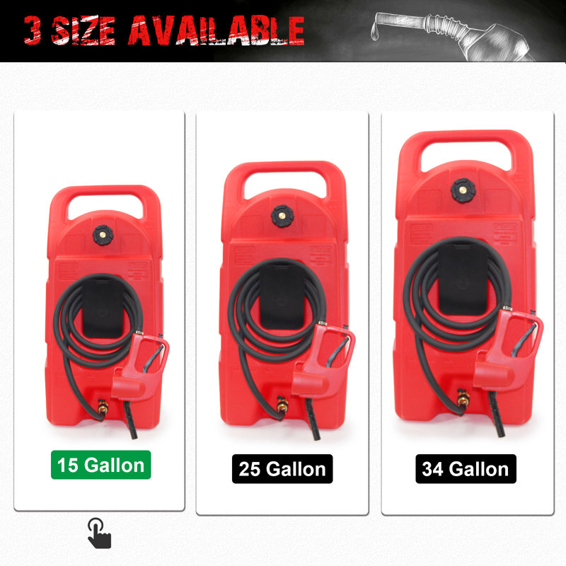 Réservoir de carburant portatif de 15 gallons avec roues, H 33,26 po x l 16,4 po x P 12,55 po