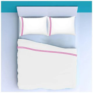 400TC Double Embroidery Sateen Solid Cotton 4 Piece Sheet Set Fitted Sheet Fits Upto 16" Deep Pocket, Hot Pink