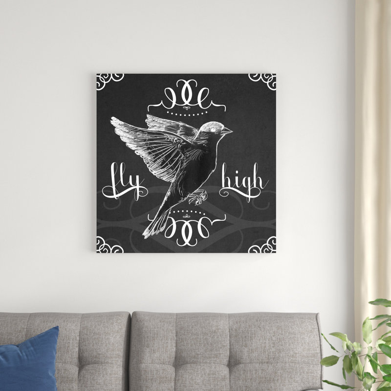 Tableau noir, oiseau I, H 30 po x l 30 po x P 1,25 po
