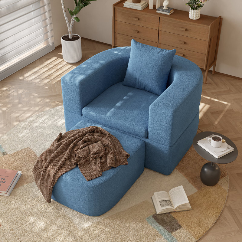 Canapé-lit convertible en molleton convertible 40 po Yardgrace, fauteuil d'appoint avec coussin, Bleu