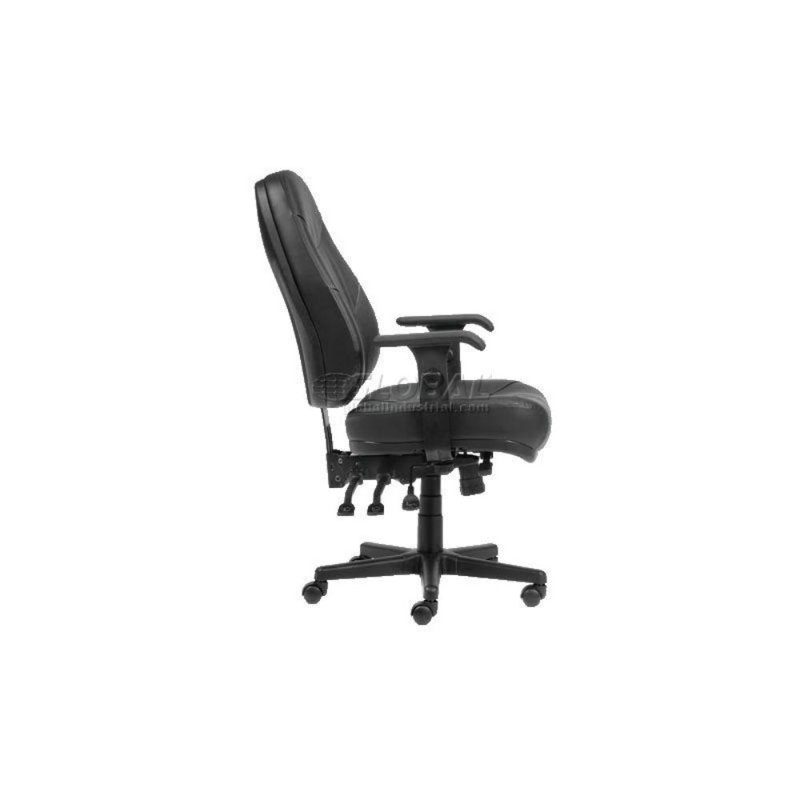 Black High Back Leather Executive Swivel Chair with Adjustable Arms