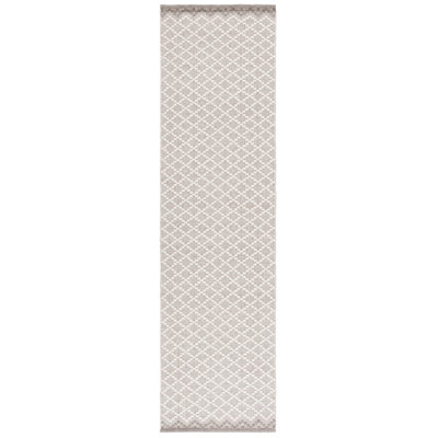 Lunado Hand Woven Wool/Cotton Geometric Rug in Grey/Ivory