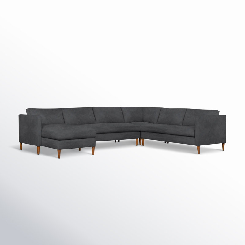 Clifford 4-Piece Upholstered Custom Sectional, Left Hand Facing, Bella Beach Performance Velvet