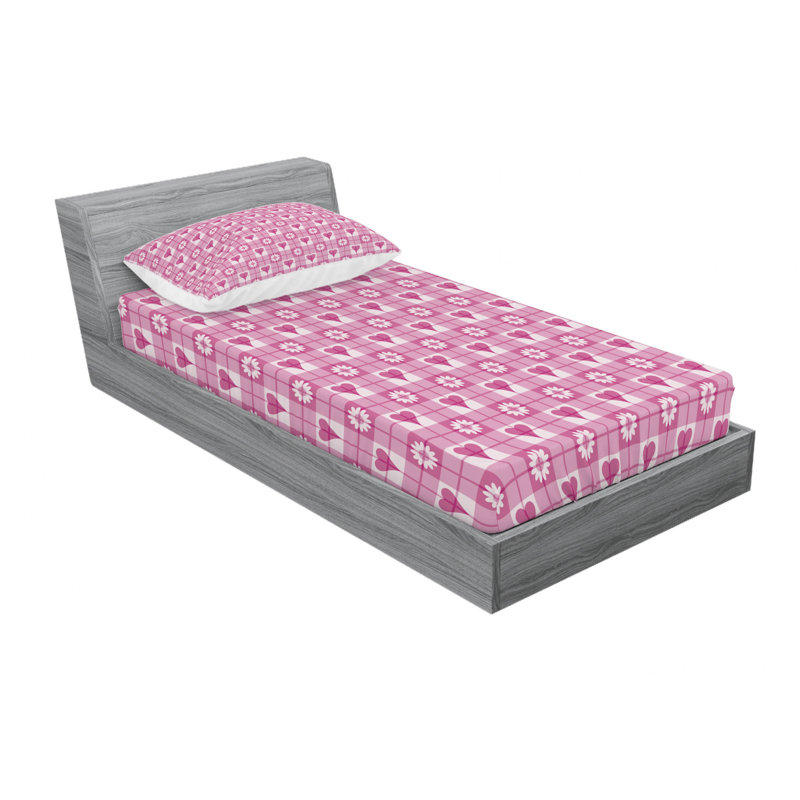 Ensemble de draps en cœurs pour enfants, Ensemble de draps pour lit simple avec drap-housse