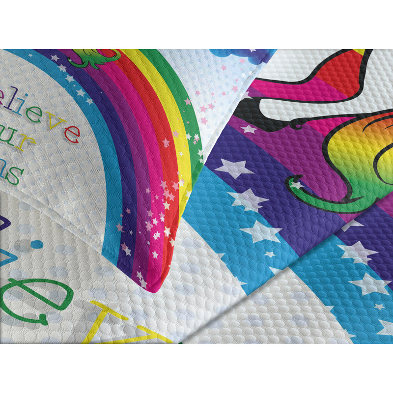 Multicolore ensemble de couvre-lit Ambesonne, Couvre-lit pour très grand lit + 2 taies décorat