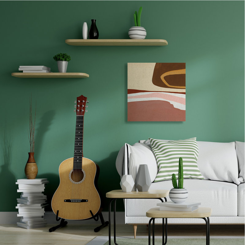 " Terracotta Abstract Landscape Fluid Shape Composition ", Wrapped Canvas, 30" H x 30" W 
