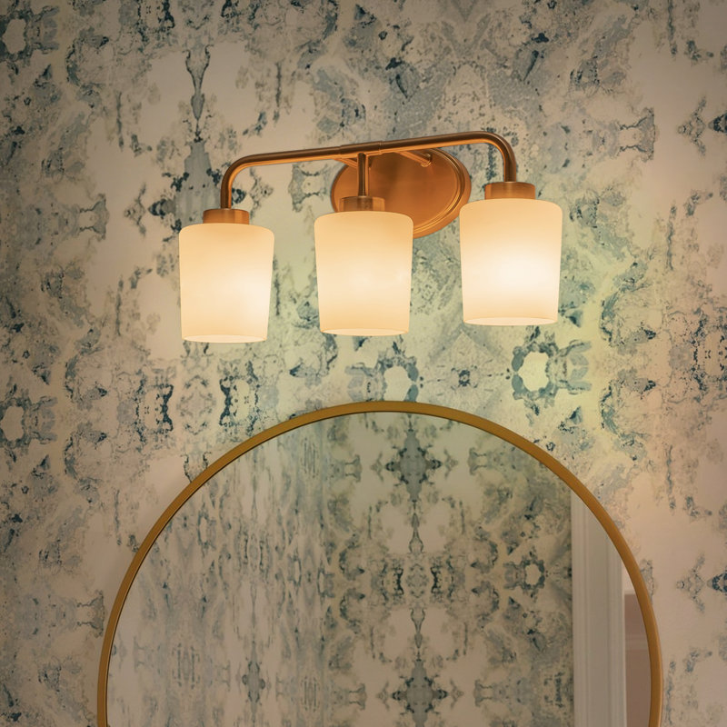 Éclairage pour salle de bain 3 lumières doré moderne, 9.06" H x 18.58" W x 6.42" D, 3 Lights