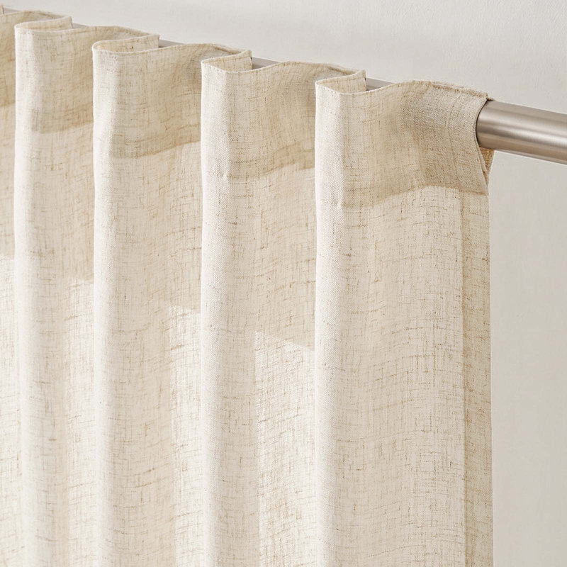 Linen Blend Extra Wide Curtain for Living Room, Rustic Farmhouse Light Filtering Room Divider, Single Panel for Bedroom Windows