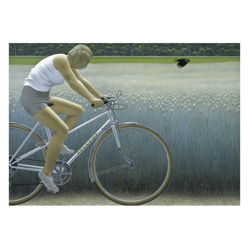 «Cyclist and Crow» par Alex Colville - estampe numérique, H 22 po x l 28 po