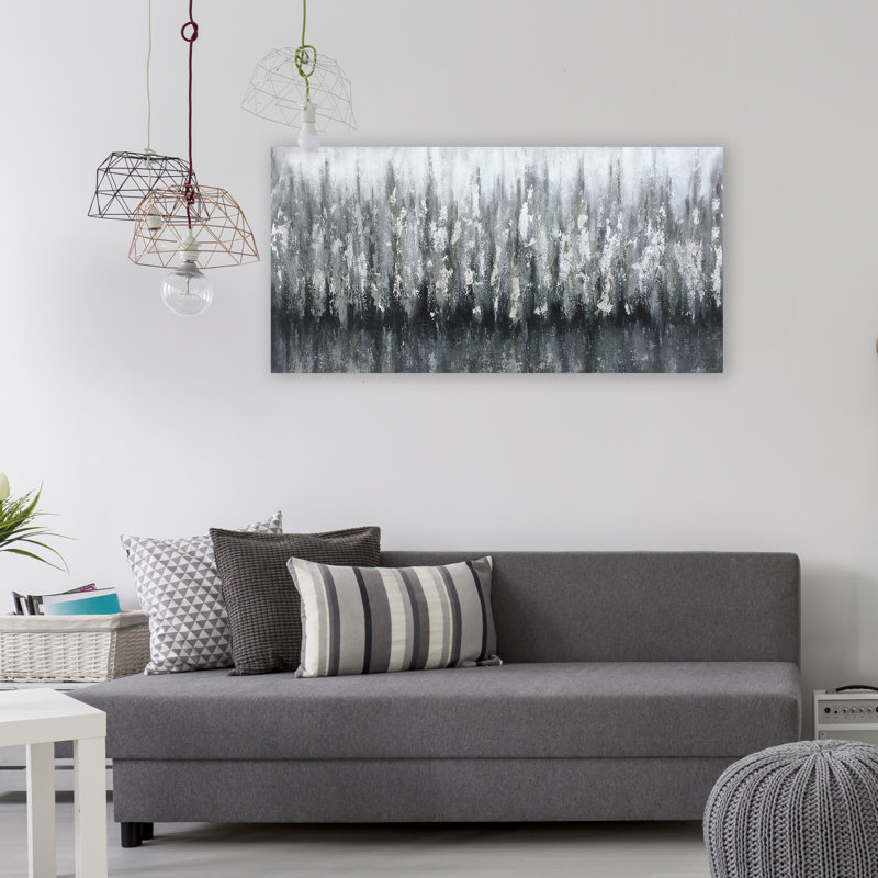 Peinture abstraite sur toile argentée abstraite