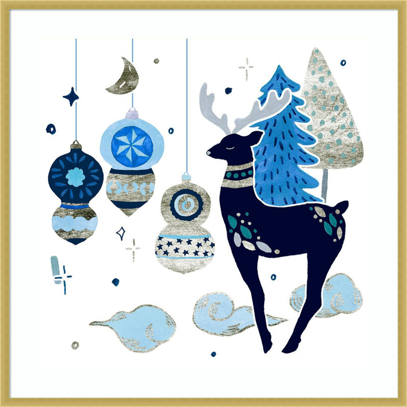 «Goodnight Reindeer II» par Melissa Wang, reproduction d'art encadrée sur bois, H 33 po x l 33 po