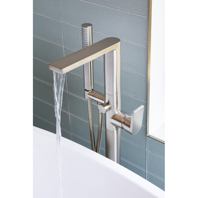 Skylar Free Standing Exposed Tub and Hand Shower Set, Satin Brass (PVD)