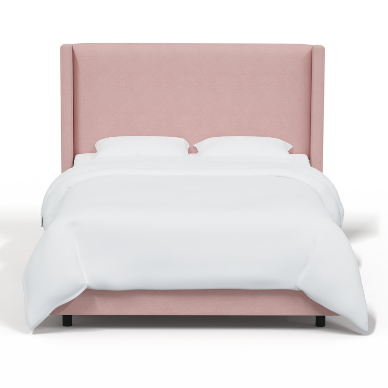 Hanson Upholstered Wingback Bed, Queen, Classic Blush Linen