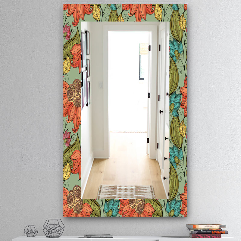 Miroir mural floral, miroir décoratif floral coloré - Floral I, H 39,4 po x l 29,5 po