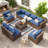 Ensemble de conversation modulaire en rotin avec table basse-1891678096