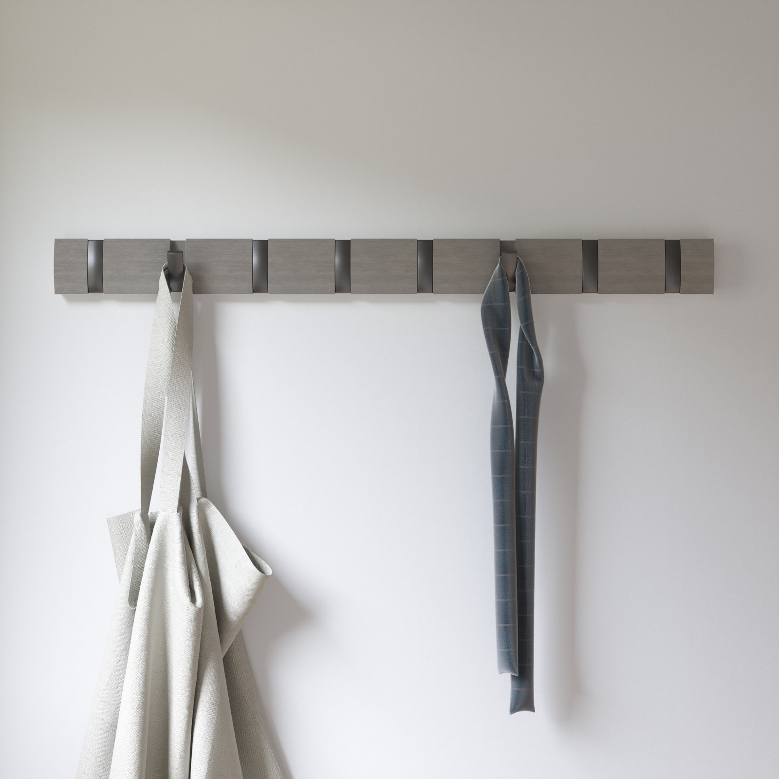 8 - Hook Solid Wood Coat Rack, Gray/Pewter