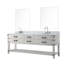 84 po L 22 po D Meuble-lavabo double en chêne blanc avec plateau en marbre, robinet, miroirs 36 po, D 84 po et 22 po, chêne, robinet et miroir