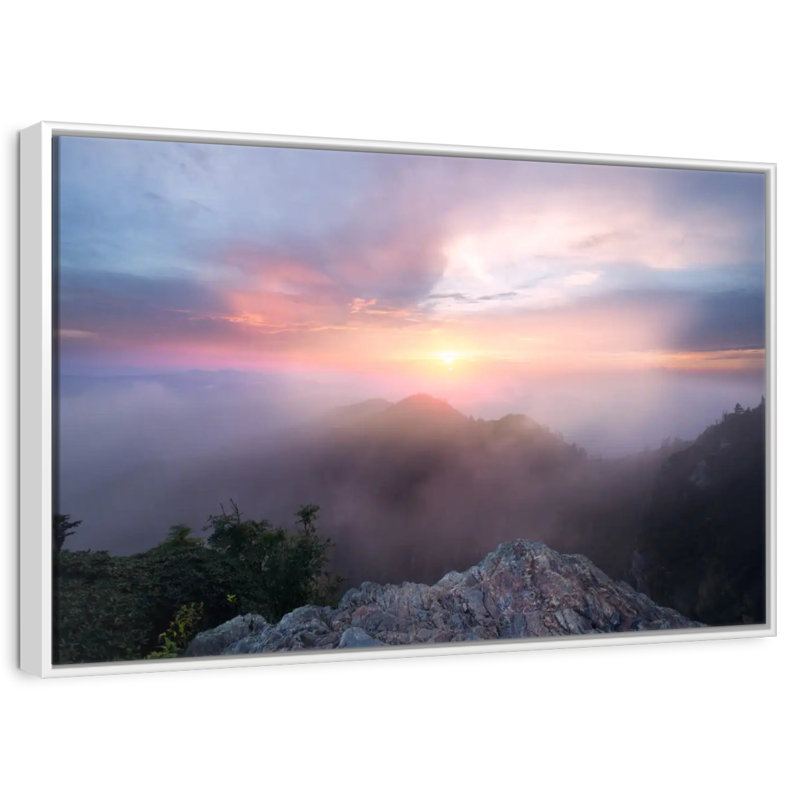Paysage de Great Smoky Mountain, 46 po x 31 po, Cadre flottant blanc