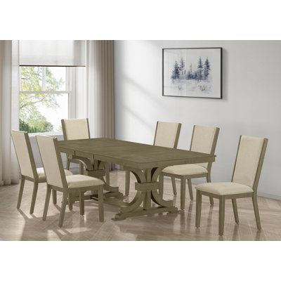 Traditional Wood Dining Table Set With Extension Leaf