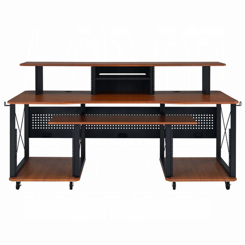 Mehraan Computer Desk, Cherry/Black